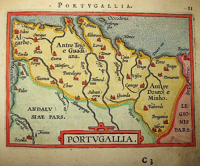 Ortelius Abraham (1528-1598) Portugallia 1601 Anversa, apud Ioannem Bapt. Vrientum 